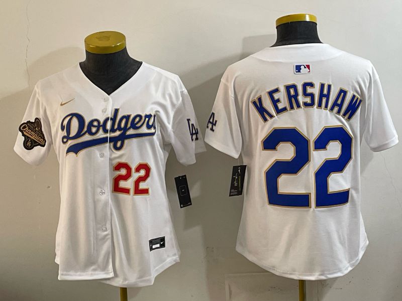 Youth 2026 Los Angeles Dodgers #22 Kershaw White Gold Game Nike MLB Jersey style 03